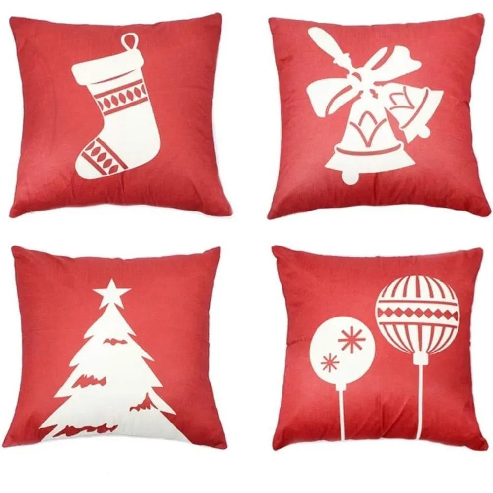Set 4 Red/White‎ Christmas Pillow Covers